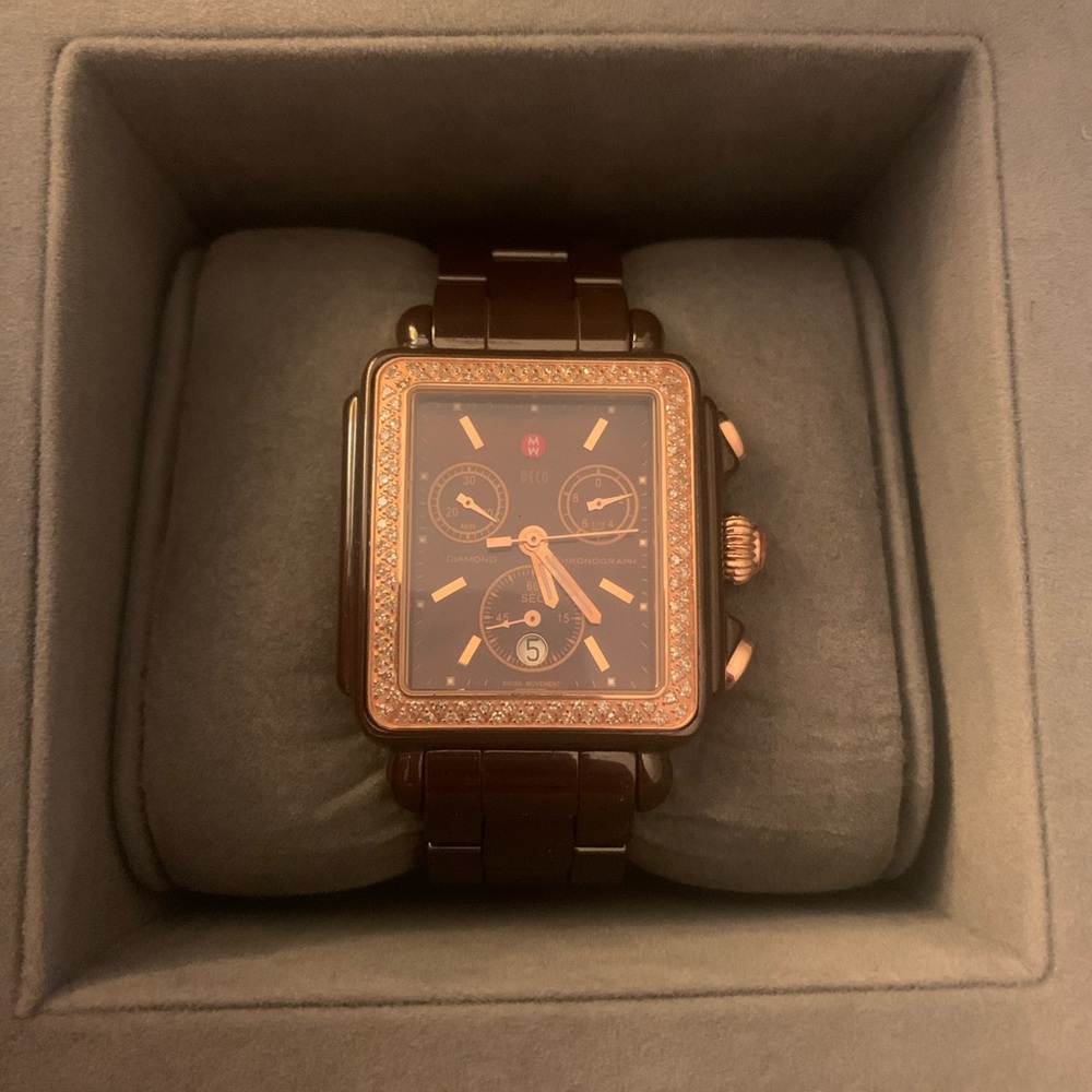 Michele Deco Diamond Rose Gold Watch